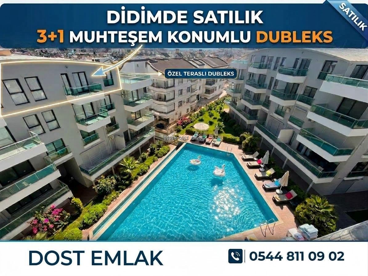 Didimde Satılık 3+1 Havuzlu Site içi Dubleks